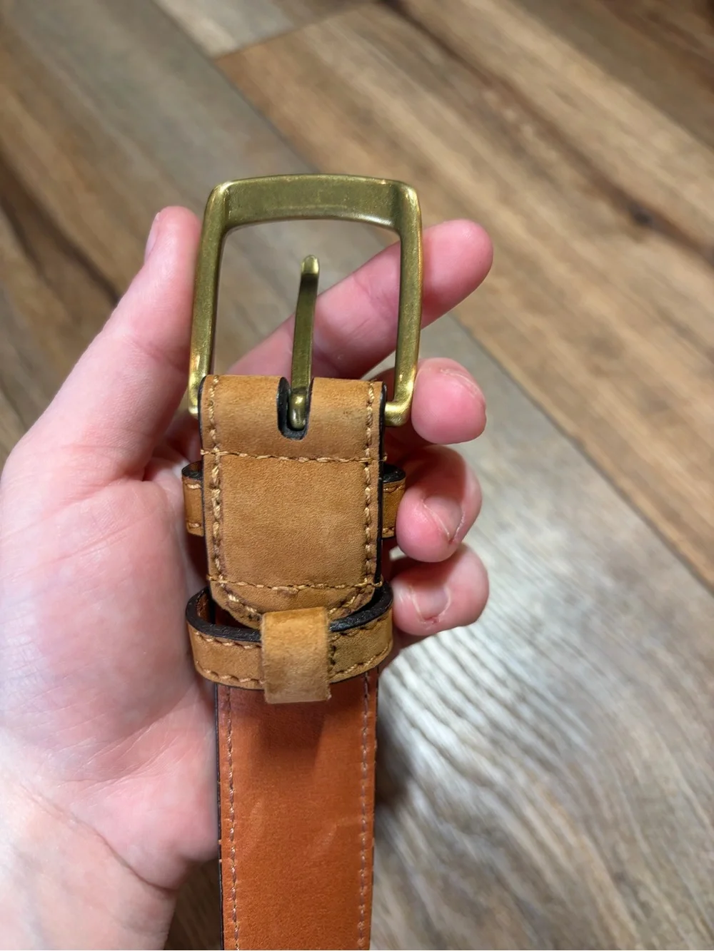 vintage Retro Coach Cowhide leather harness Solid Brass single prong buckle belt